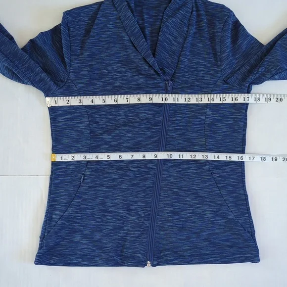 Blue Space Dye Asymmetrical Zipper Athletic Activewear Jacket LARGE Blue - Picture 12 of 13